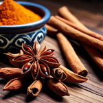 **Image Prompt:** Aromatic spices (star anise, cinnamon, Sichuan peppercorns) arranged on a rustic wooden table with a cooking pot in the background. Emphasize the vibrant colors and textures of the spices. Focus on creating a sense of warmth and culinary tradition.