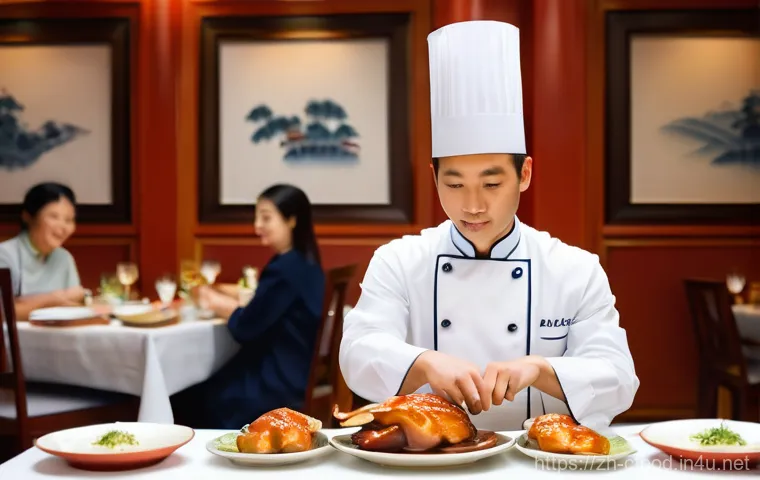 중국집 전메뉴 리뷰 - A close-up shot of a person, tastefully dressed in casual, modest attire, carefully holding a delica...